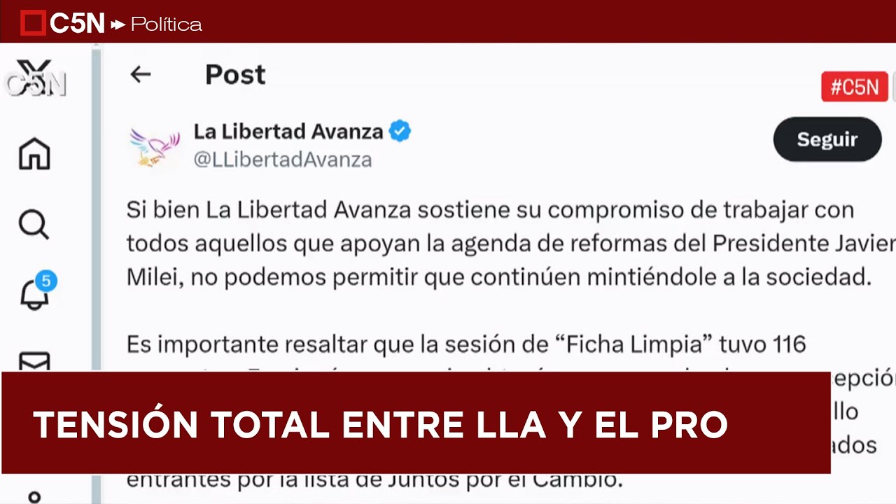LA DURA RESPUESTA DE LA LIBERTAD AVANZA AL PRO POR FICHA LIMPIA - YouTube