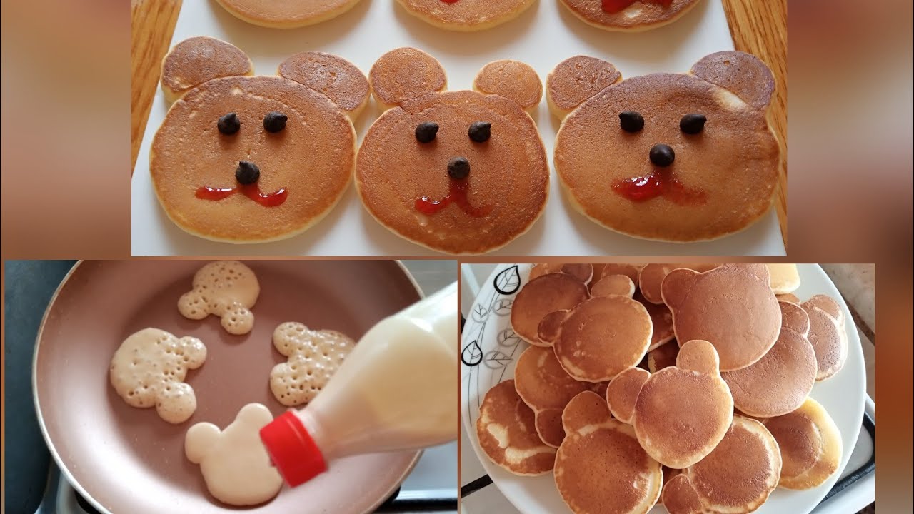 ⚡🧸BOLALAR UCHUN MAHSUS.👶 AYIQCHA PANKEYK TAYYORLASH./ İLGİNÇ DÖKME TEKNIĞ İYLE AYICIK PANKEK🧸
