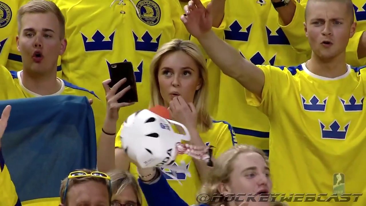 Swedes sing their national anthem during Ice hockey World Championship 2017 (Du gamla du fria)