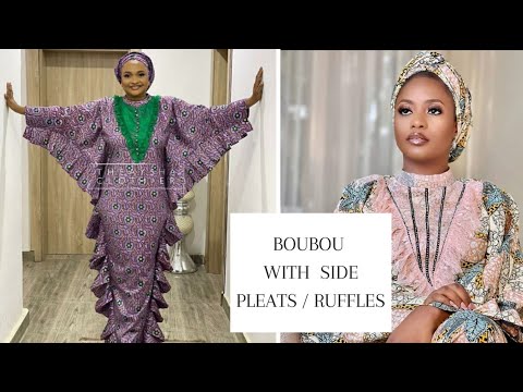 How to sew a fitted BOUBOU with side pleats / ruffles. |kaftan| #boubou ...