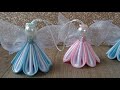 Kanzashi Christmas Angel  /Angel in organza wings  / Satin ribbon angel / Handmade decoration/