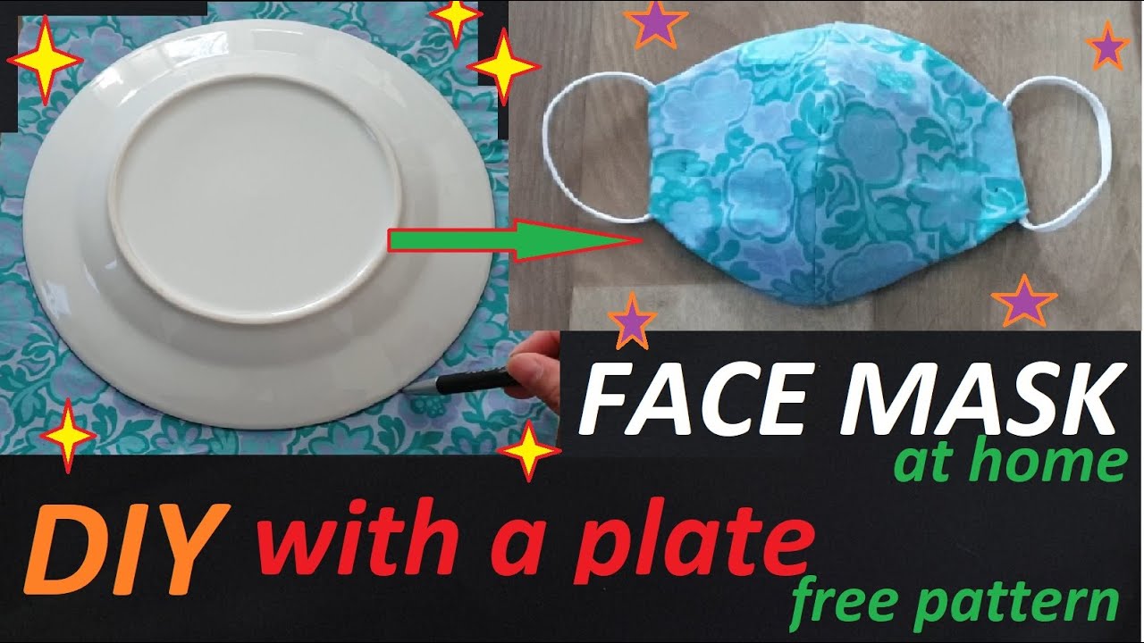 mask template using plate DIY Easy face mask at home with a plate NOW SEW FREE pattern Make Fabric  Mask  Wie Stoffmaske näht