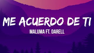 Maluma - Me Acuerdo de Ti (Letra/Lyrics) ft. Darell | Yo me acuerdo de ti, de mí tú no te acuerdas Resimi