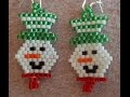 Smiling Snowman Earrings (Brick Stitch)