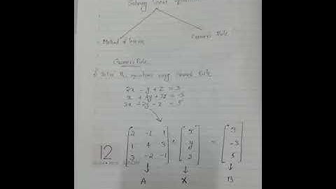 Business Mathematics. - Solving linear equations using matrix method- Cramer
