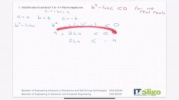 Quadratic Equation Discriminant Example 3 Leaving Cert Higher Level