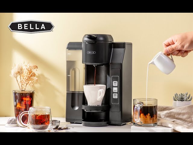 BELLA Single Serve Coffee Maker  Dual Brew K-Cup Pod or Ground Coffee  Brewer 