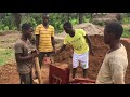 Making mud bricks in Liberia, Africa
