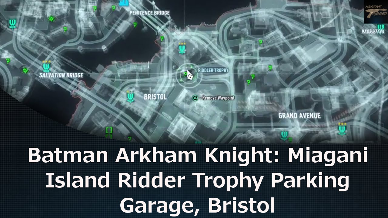Batman Arkham Knight Miagani Island Ridder Trophy Parking Garage Bristol Youtube