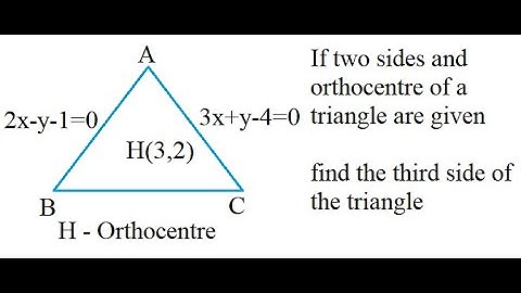 Two sides of a triangle are 2x-y-1=0,3x+y-4=0 and orthocentre is (3,2), find the third side