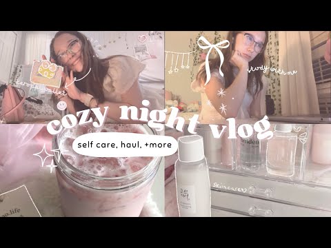 🩰 🖇️ spend a cozy night with me 🎀 // self care, q&a, mini haul ˚ʚ♡ɞ˚