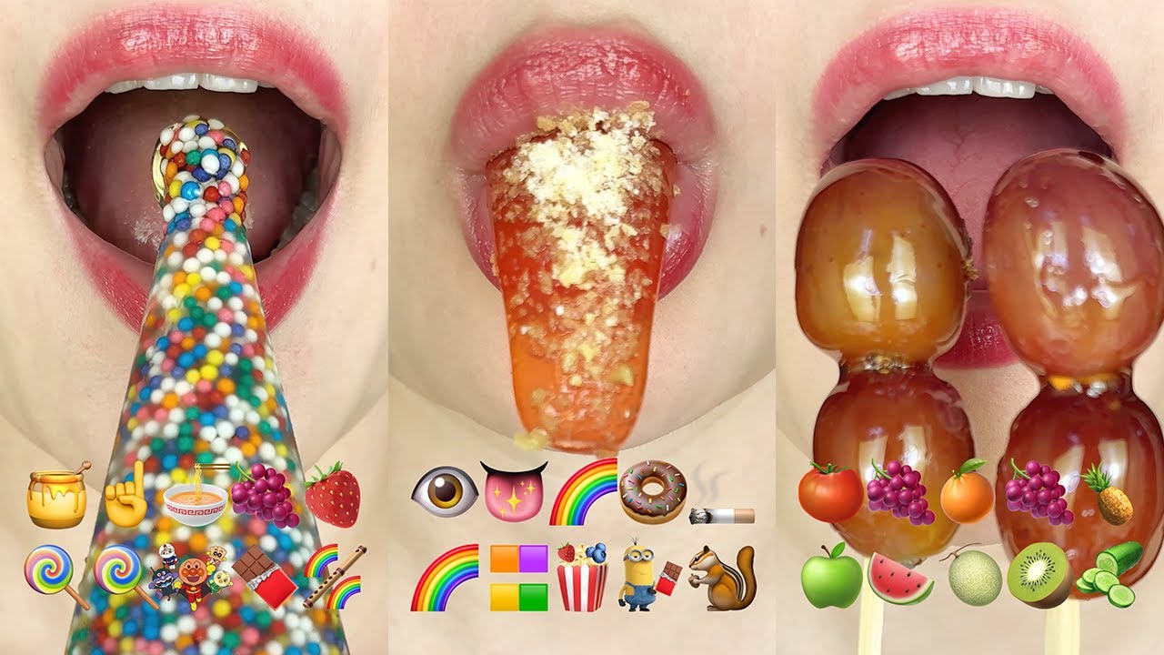 asmr 30 MINUTES EMOJI FOOD CHALLENGE (TIKTOK COMPILATION) 틱톡 30분 이모지 먹방 모음집 eating sounds