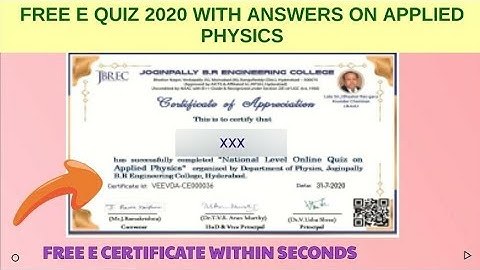 Free E quiz with answers on Applied Physics 2020 - Free e quiz with free e certificate -Online quiz