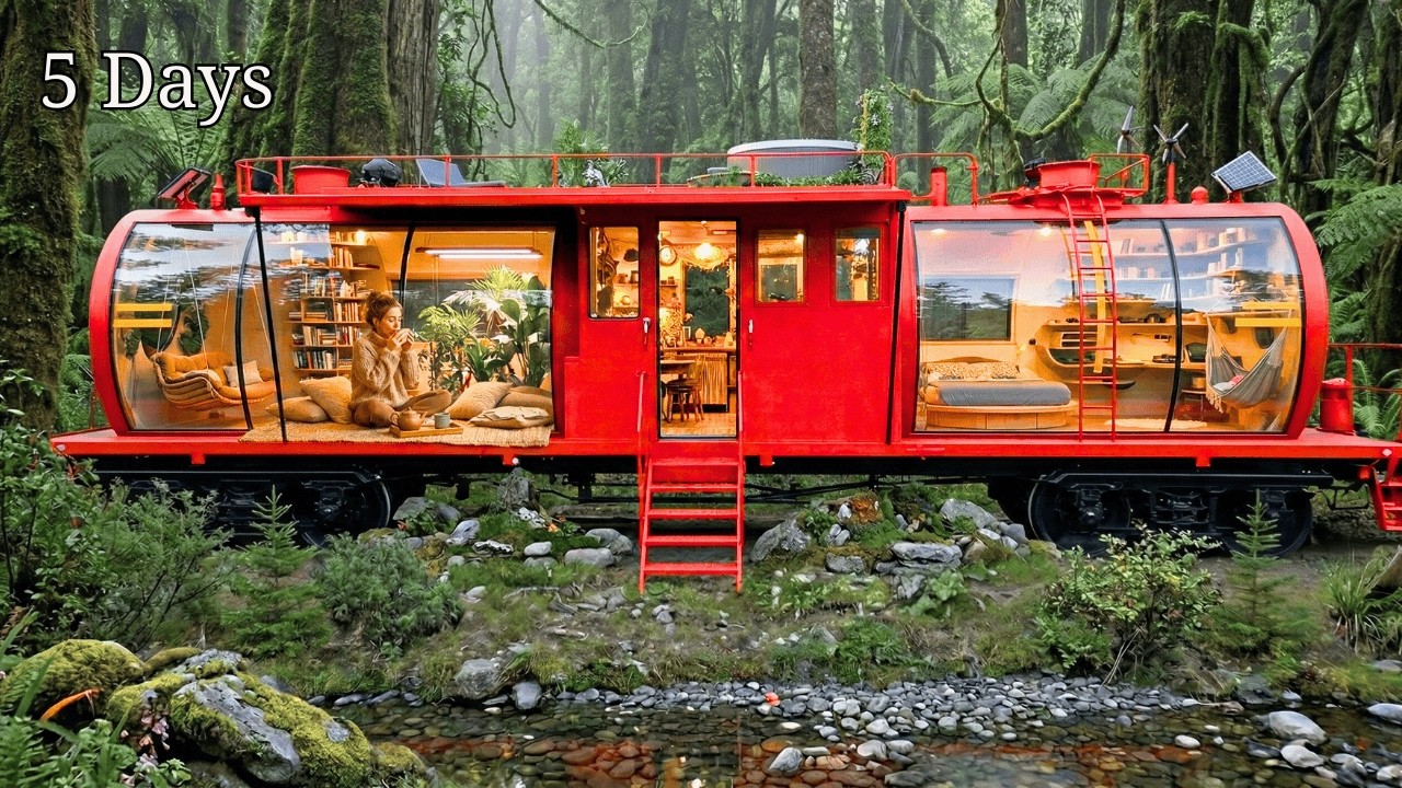 I Turned an Abandoned Giant Red Fuel Tanker Into a Modern Capsule House in 5 Days (No Voice ASMR)