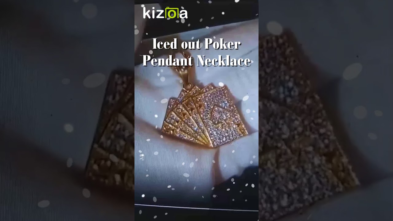 Iced out Bling Poker Pendant Necklace-24in Necklace
