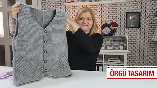 Örgü Ile Verev Örülen Erkek Yeleği Modeli Örgü Modelleri