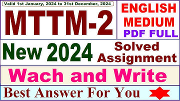 MTTM 2 solved assignment 2024 in English / mttm 2 solved assignment 2023-24 / mttm-2 2024