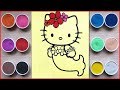 Đồ chơi TÔ MÀU TRANH CÁT MÈO HELLO KITTY NÀNG TIÊN CÁ - Colored sand painting kitty toys (Chim Xinh)