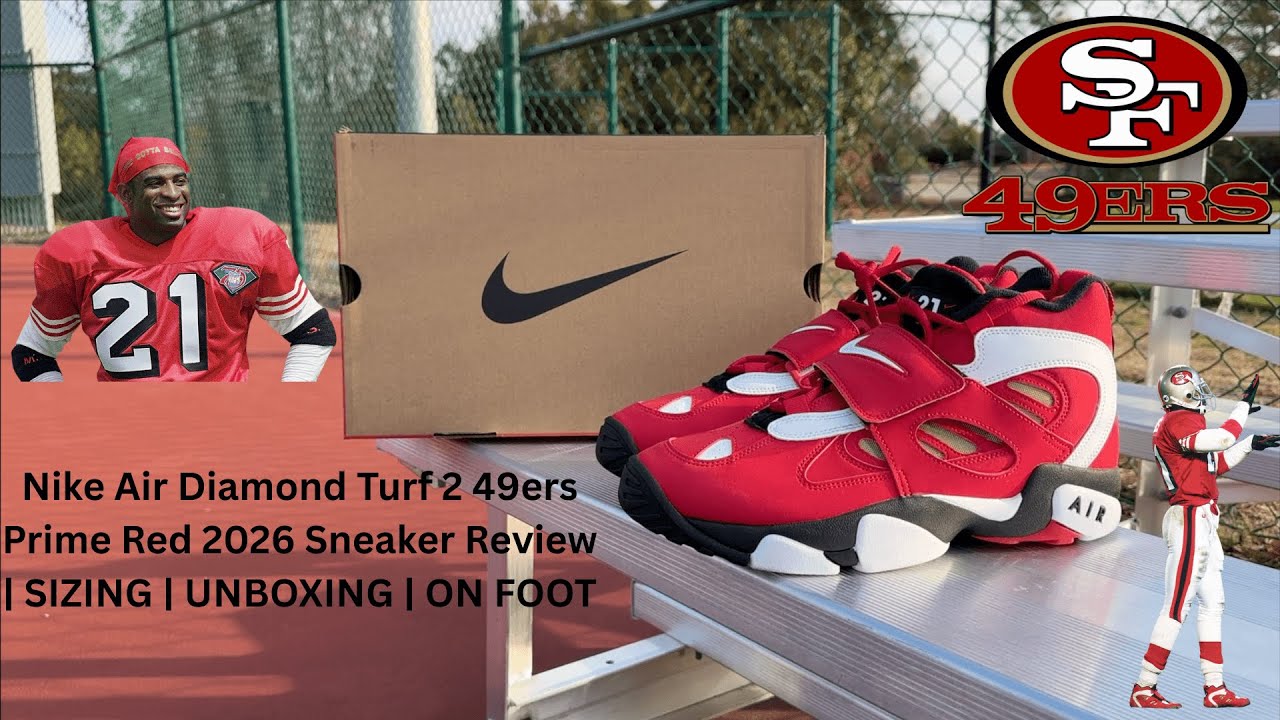 Nike Air Diamond Turf 2 49ers Prime Red 2026 Sneaker Review | SIZING | UNBOXING | CHANNELADRIANTV