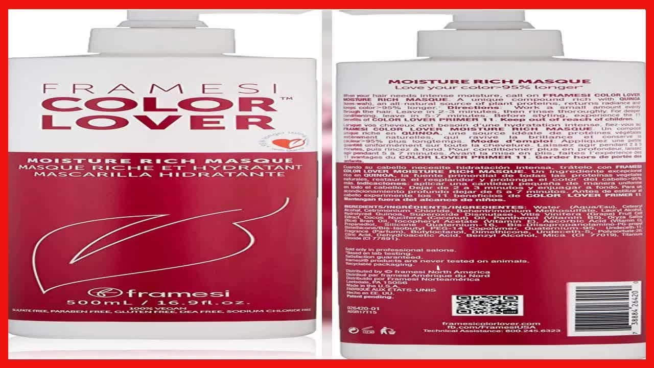 Framesi Color Lover Moisture Rich Masque, Sulfate Free Hair Mask for