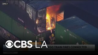 Pair of freight train fires five days apart downtown LA apart are connected, LAFD says