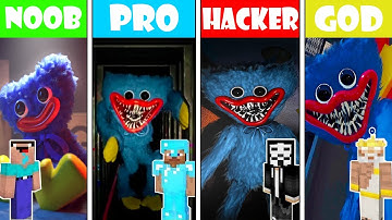 HUGGY WUGGY POPPY PLAYTIME BUILD CHALLENGE - NOOB vs PRO vs HACKER vs GOD in Minecraft ! Animation