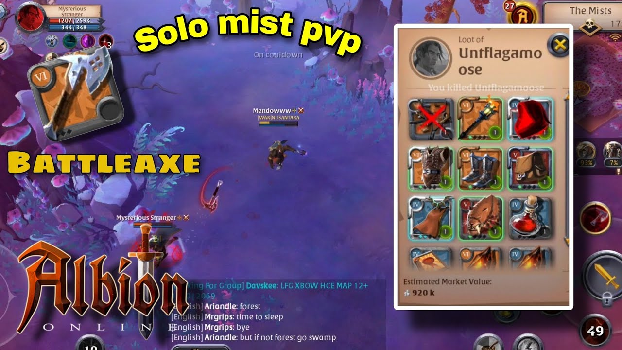 Albion online mobile asia Solo mist pvp Battleaxe eps3 YouTube