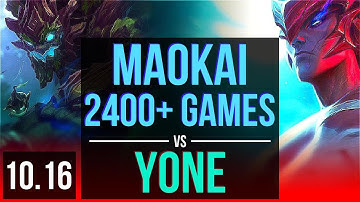 MAOKAI vs YONE (TOP) | 2400+ games, 1.3M mastery points, KDA 7/1/2 | KR Grandmaster | v10.16