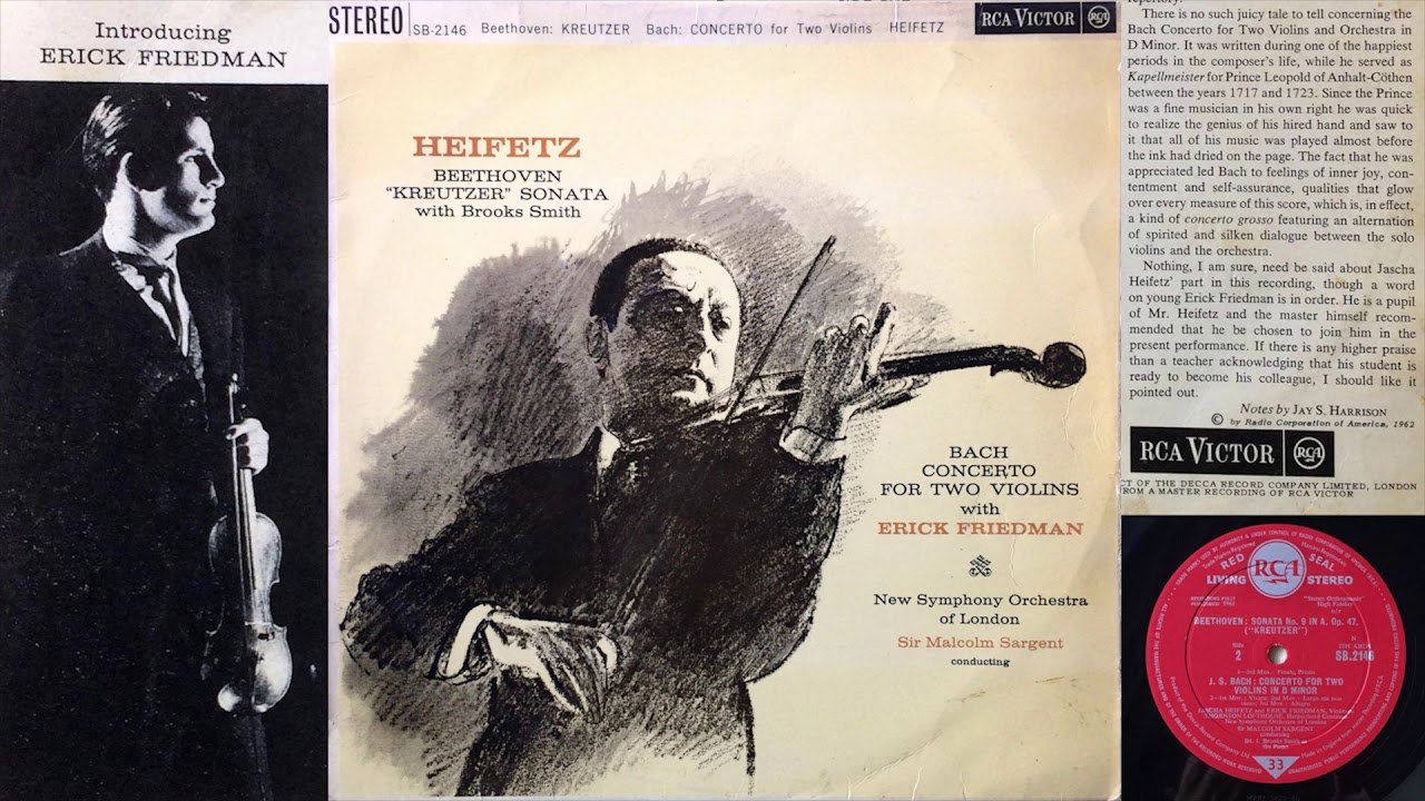 バッハ・コンチェルト 12インチ レコード Bach: Concerto For Two Violins (violin: Heifetz & Friedman) - HQ