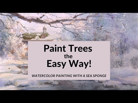 Paint Trees the Easy Way! | Watercolor Painting with a Sea Sponge