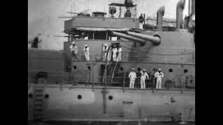 Close view of the USS Brooklyn naval parade (1898) - Hudson River, New York and New Jersey