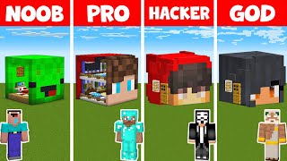 Minecraft NOOB vs PRO vs HACKER vs GOD  HOUSE INSIDE YOUTUBER HEAD BUILD CHALLENGE