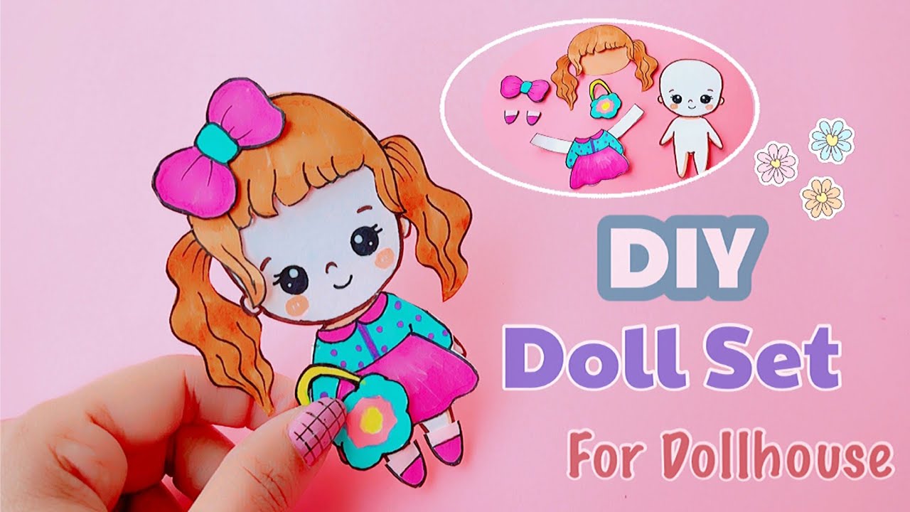 DIY Paper Doll Set for Dollhouse, Easy Tutorial & Playing with Dollhouse