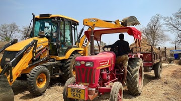 JCB 3DX Backhoe Loader Loading Mud In Mahindra 415 DI And Swaraj 843 XM Tractor | Jcb Dozer Cartoon
