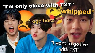 BTS being whipped, rage-baited, and protective of TXT (bighit family moments pt. 1) 