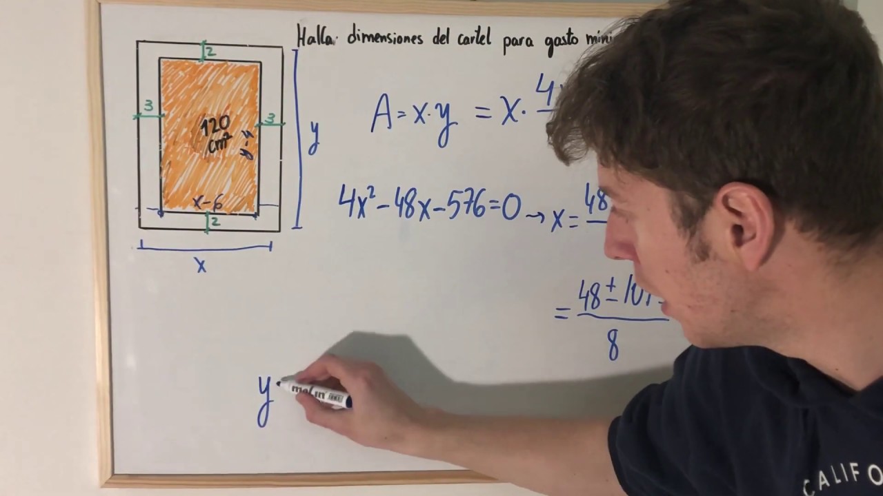Optimización 4 - Dimensiones mínimas de un cartel dada una superficie impresa