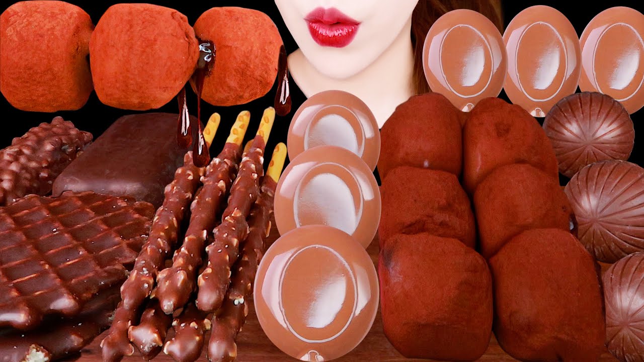 ASMR CHOCOALTE CHEESE PUDDING, WAFFLE MARSHMALLOW, TTEOK EATING SOUNDS MUKBANG 초콜릿 먹방 咀嚼音