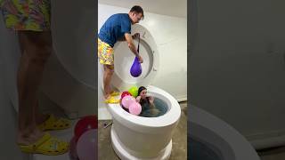 Angry Exhusband Tricked Me With Balloon In The Worlds Largest Toilet With Balloons #Shorts