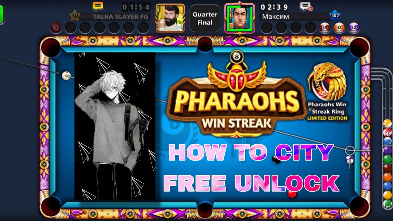 HOW TO CITY FREE UNLOCK IN 8 BALL POOL GAME TALHA SLAYER PAKISTAN NUMBER 1 PLAYER