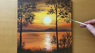 Painting Sunset / Acrylic Painting for Beginners Step by Step #212