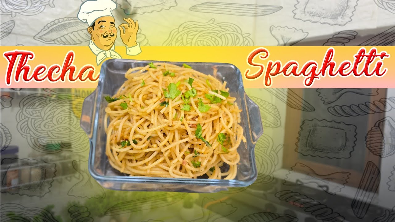 Spicy thecha spaghetti😋 Desi Italian #vegetarian #italianfood #spaghetti #easyrecipe #cooking #cook
