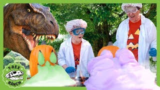 T-Rex Toothpaste for Dinosaurs Challenge! Halloween Science Experiments for Kids with Giant Dinosaur