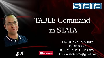 21. TABLE Command in STATA || Dr. Dhaval Maheta