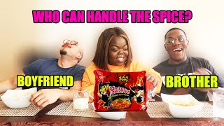 SPICY NOODLES CHALLENGE WITH MY BOYFRIEND AND BROTHER