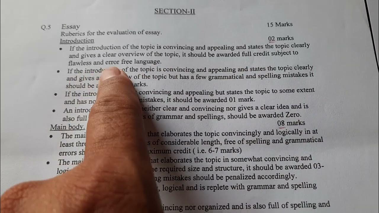 FSc/FA/ Intermediate English paper Board instructionsEnglish paper