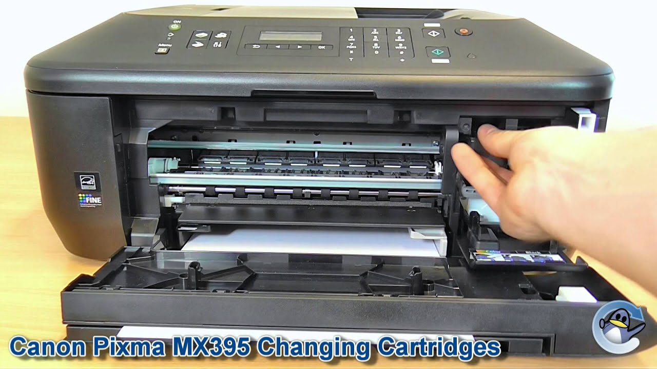 Utålelig fad Hover Canon Pixma MX395: How to Change Ink Cartridges - YouTube