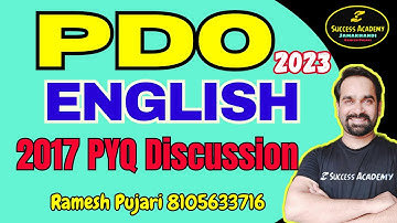 PDO English |2017 - PYQ Solution |  Part-2 |Ramesh P 8105633716