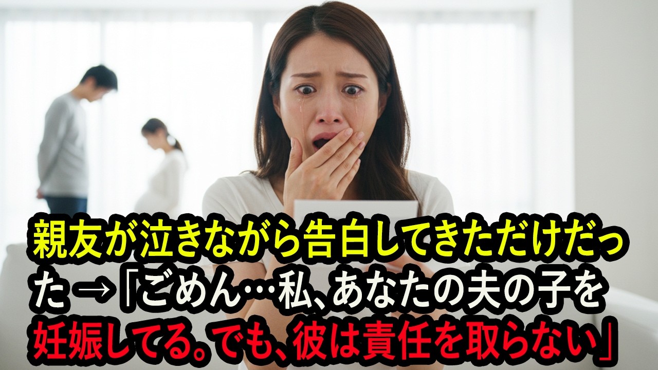 親友が泣きながら告白してきただけだった → 「ごめん…私、あなたの夫の子を妊娠してる。でも、彼は責任を取らない」
