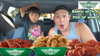 WINGSTOP CAR MUKBANG! Trying the Lakers Legendary Garlic flavor and more!