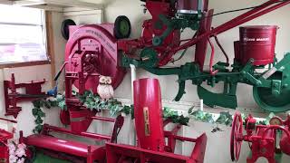Vintage trailer display of David Bradley implements